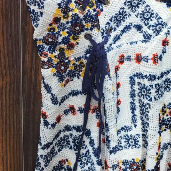 American Rag Boho Lace Overlay Swing Sleeveless Dress Lace Up Sides - Medium - Picture 3 of 4